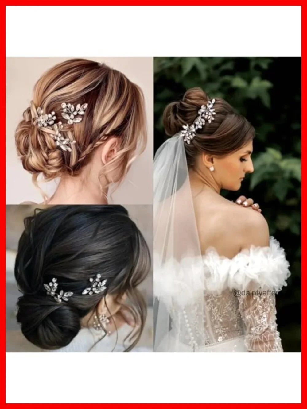 Bridal Hair Comb and Pins Set Rhinestone with Pearls Hair Pieces